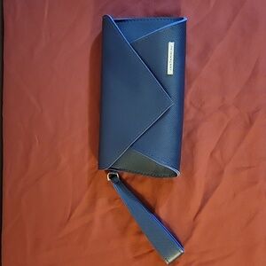 Jantaminiau Royal Blue Wristlet Vinyl KLM Purse Wallet Bag Clutch
